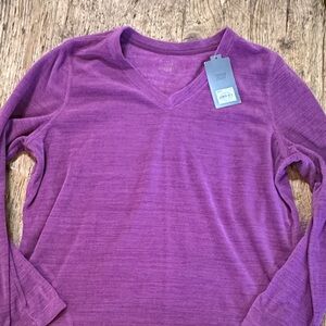 Purple V-Neck Long Sleeve Top NWT Xlg